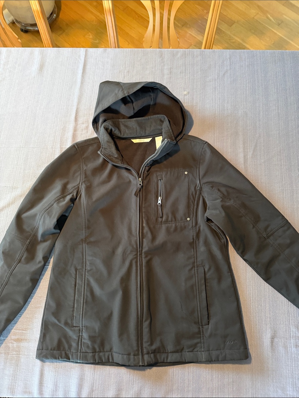 Izod Ladies Black Hooded medium weight  Jacket